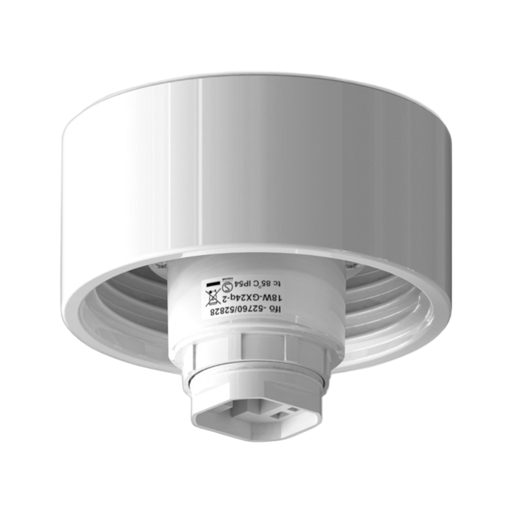 Posliinikanta, 99 mm, valkoinen, suora , IP54, GX24 q2 18W, kytkentä takaa