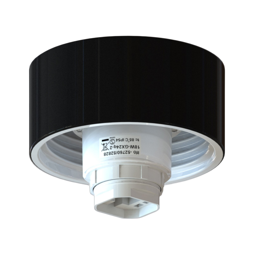 Posliinikanta, 99 mm, musta, suora , IP54, GX24 q2 18W, kytkentä takaa