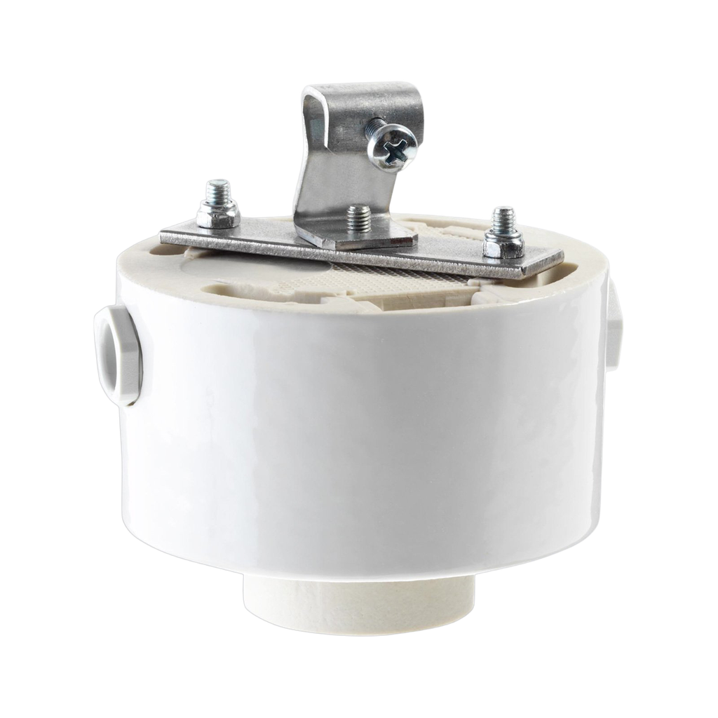 Lampunkanta,  kierre 84,5 mm valkoinen IP54 suora E27 75W. Kytkentä takaa