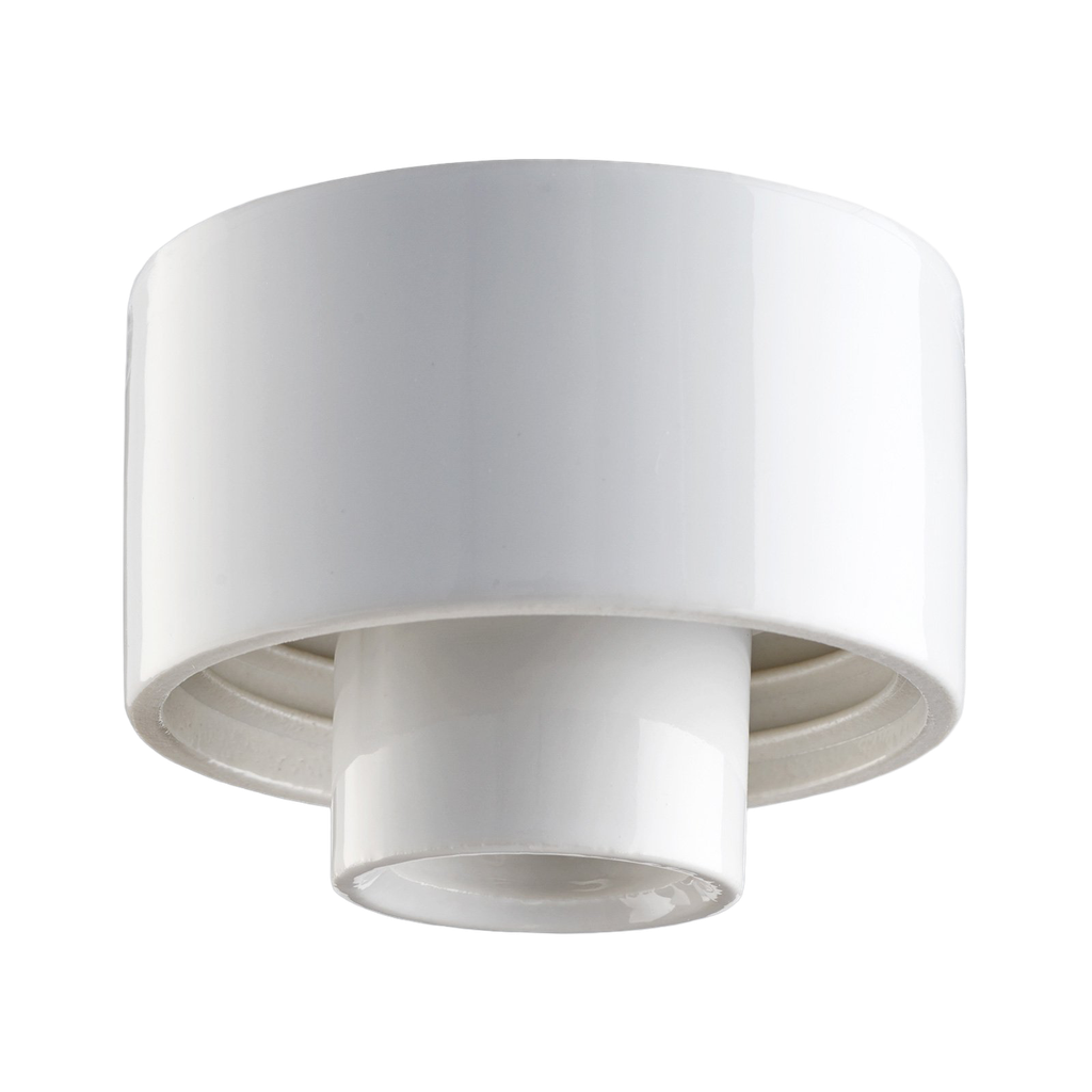 Lampunkanta,  kierre 84,5 mm valkoinen IP44 suora E27 75W. Kytkentä takaa