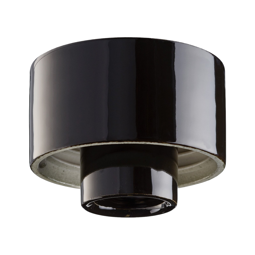 Lampunkanta,  kierre 84,5 mm musta IP44 suora E27 75W. Kytkentä takaa