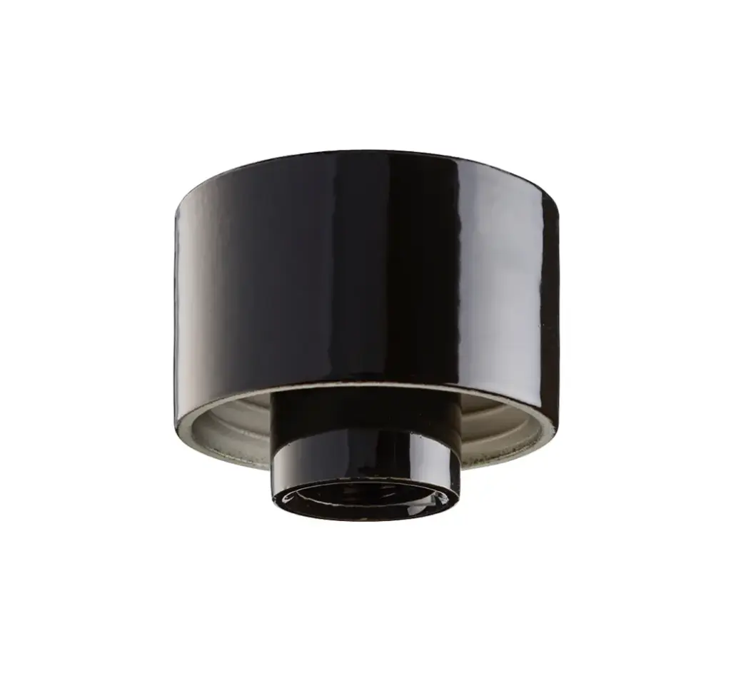 Posliinikanta Musta Suora IP54 E27 84,5mm Kierre