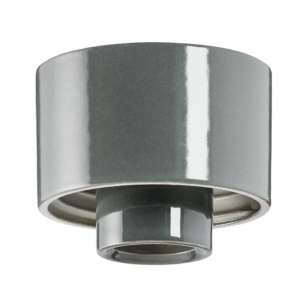 Posliinikanta suora harmaa. Kytkentä pohjan kautta, E27, IP54, 75W