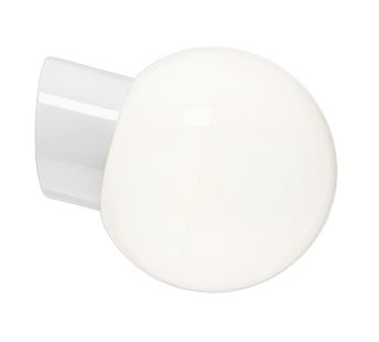 Classic Glob valaisin, Valkoinen kiiltävä opaalilasi kupu Ø 150 mm. IP20, vino valkoinen posliinikanta
