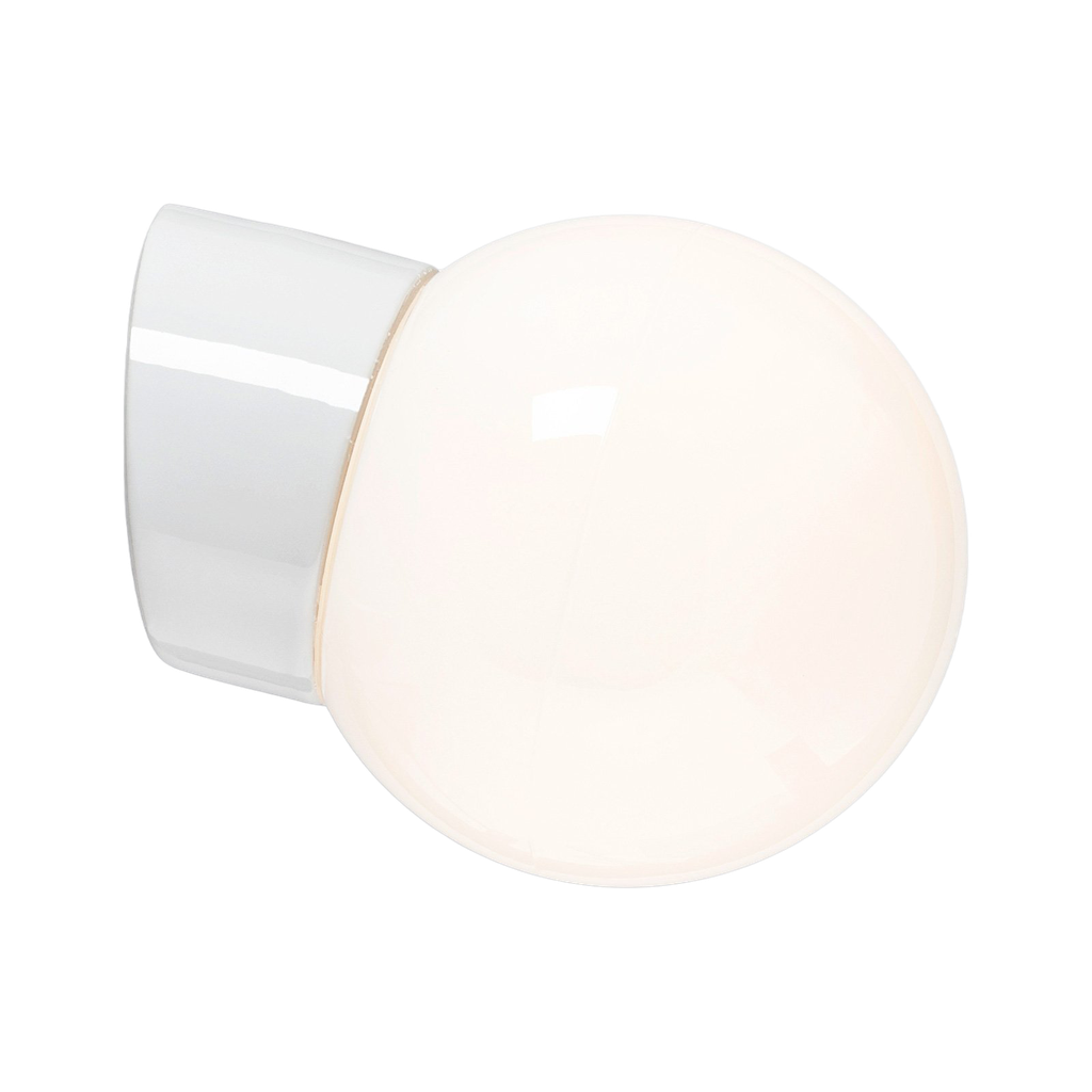 Classic Glob kiiltävä opaalilasi Ø 150 mm, valkoinen, vino, IP20, kierre 84,5 mm, LED 8W 800lm 3000K