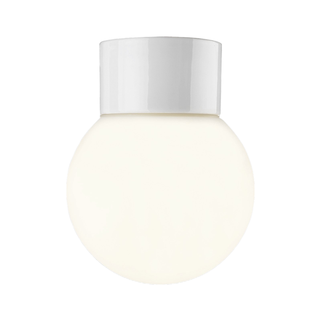 Classic Glob matta opaalilasi Ø 150 mm, valkoinen, suora, IP54, kierre 84,5 mm, E27, 75W,