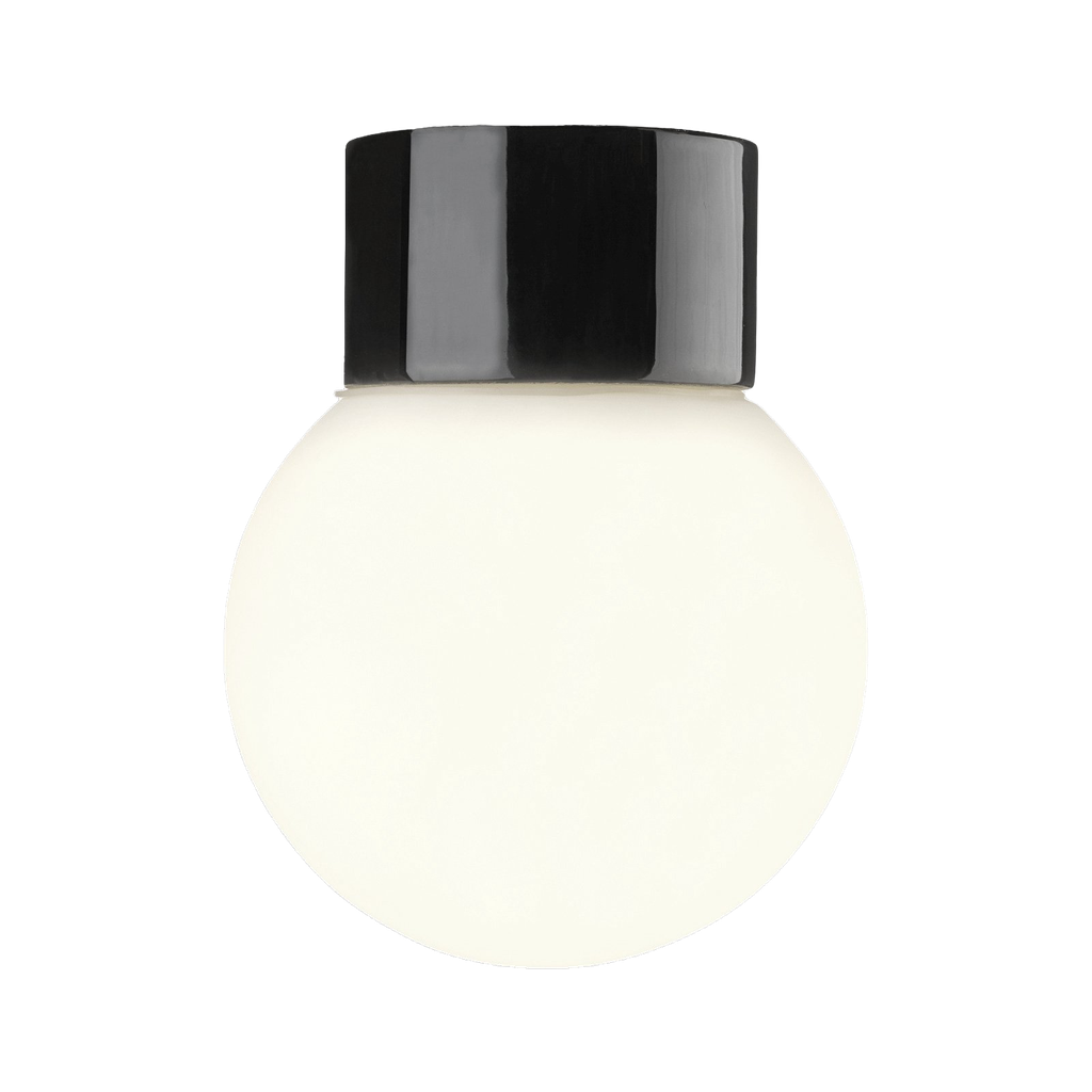 Classic Glob matta opaalilasi Ø 150 mm, musta, suora, IP54, kierre 84,5 mm, E27, 75W,