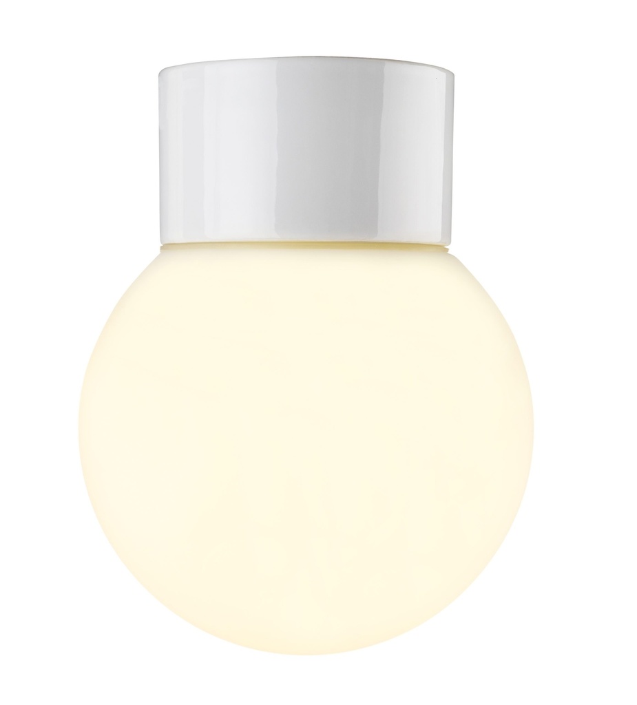 Classic Glob, matta opaalilasi Ø 150 mm, valkoinen, IP54, suora, kierre 84,5 mm, LED 8W 790lm 3000K