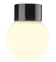 Classic Glob, matta opaalilasi Ø 150 mm, musta, IP54, suora, kierre 84,5 mm, LED 8W 790lm 3000K Ra> 90