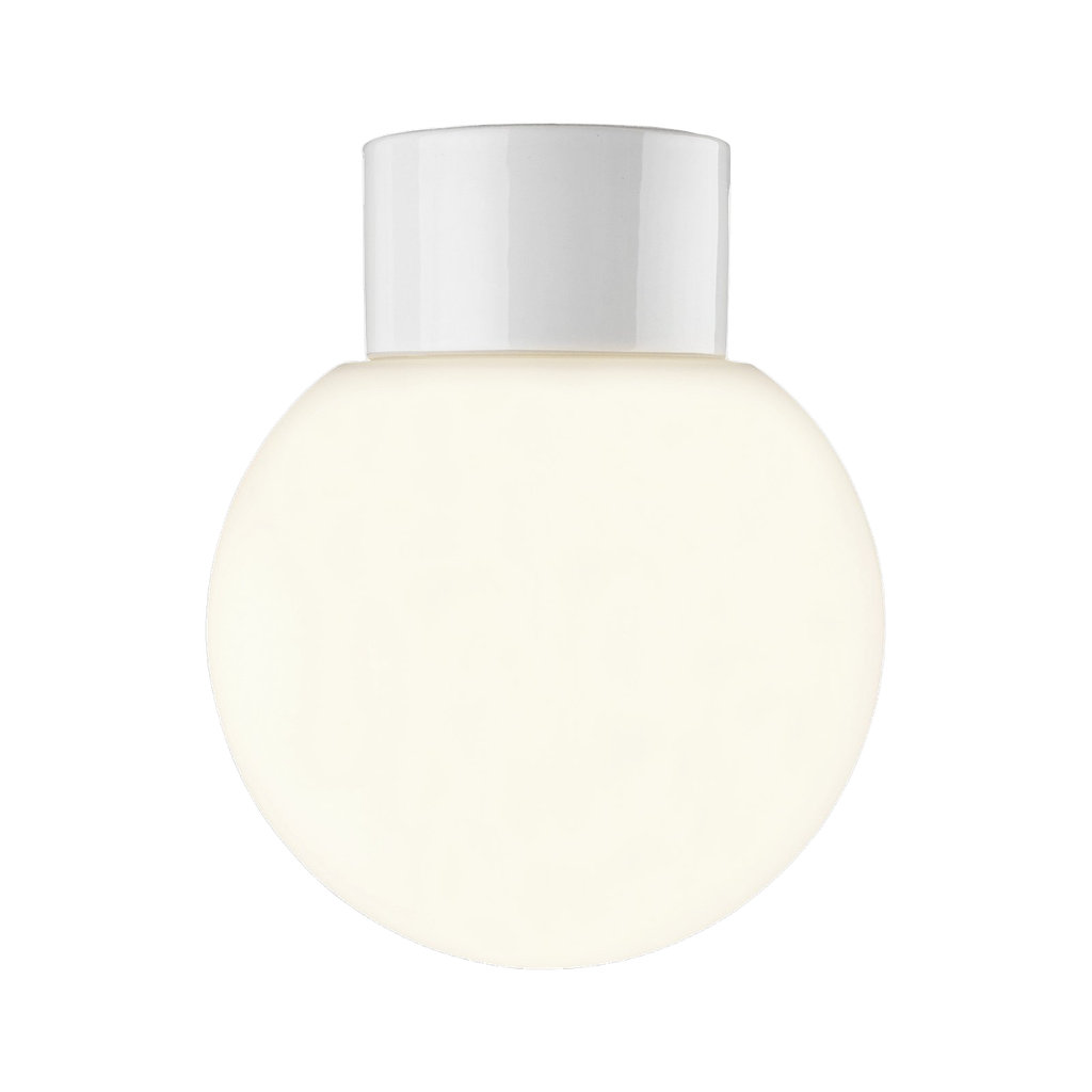 Classic Glob matta opaalilasi Ø 180 mm, valkoinen, suora, IP54, kierre 84,5 mm, E27, 75W,