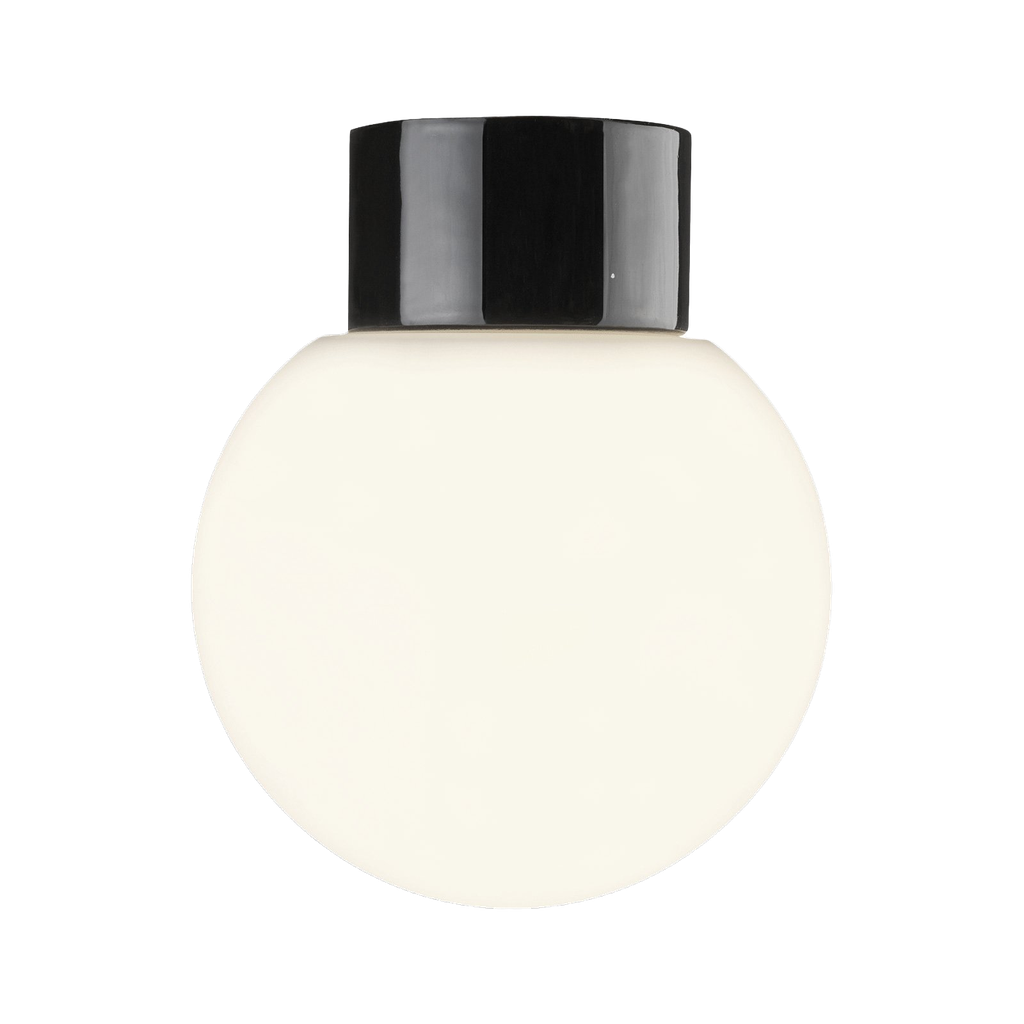 Classic Glob matta opaalilasi Ø 180 mm, musta, suora, IP54, kierre 84,5 mm, E27, 75W,