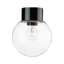 Classic Glob, kirkas lasikupu Ø 180 mm, musta, suora, IP54, kierre 84,5 mm, E27, 75W,