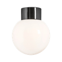 Classic Glob, kiiltävä opaalilasi Ø 180 mm, musta, suora, IP54, kierre 84,5 mm, E27, 75W,