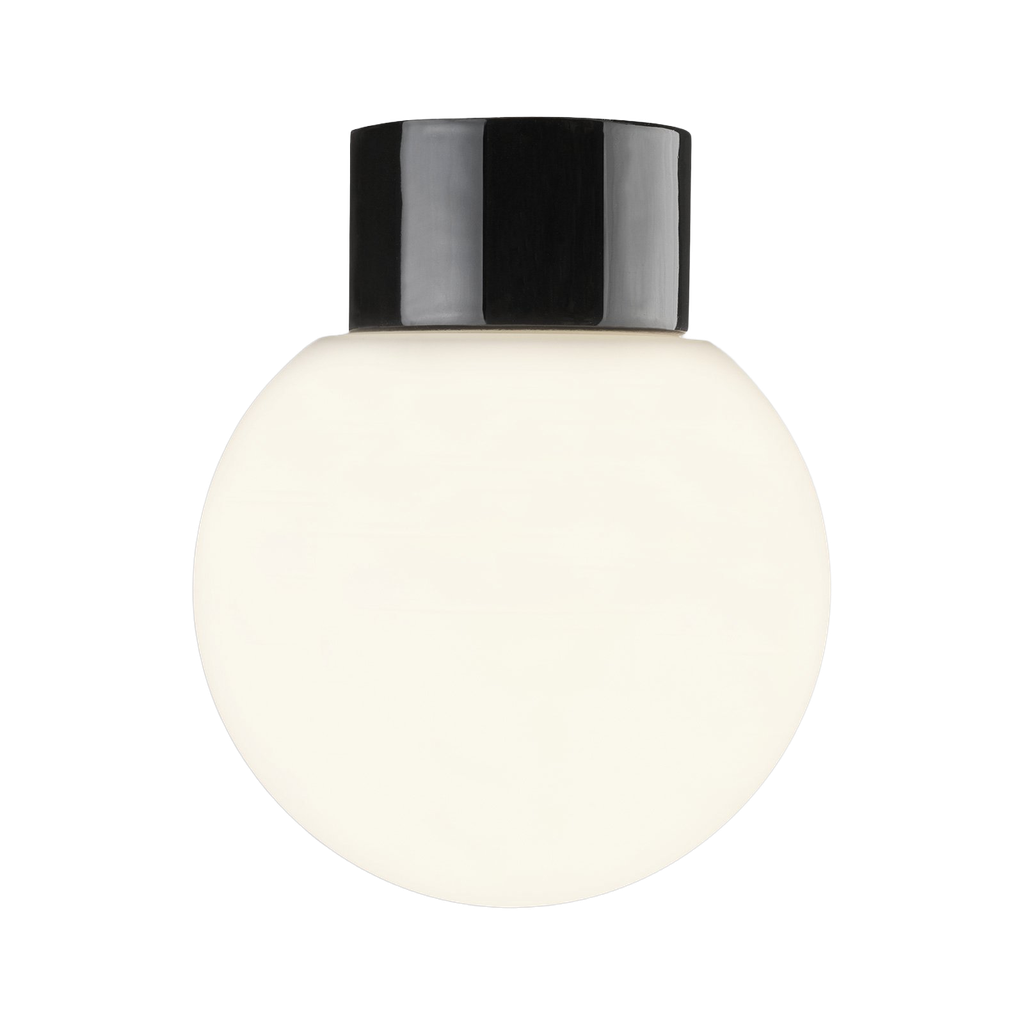 Classic Glob, matta opaalilasi Ø 180 mm musta IP54 suora, kierre 84,5 mm LED 8W 800lm 3000K