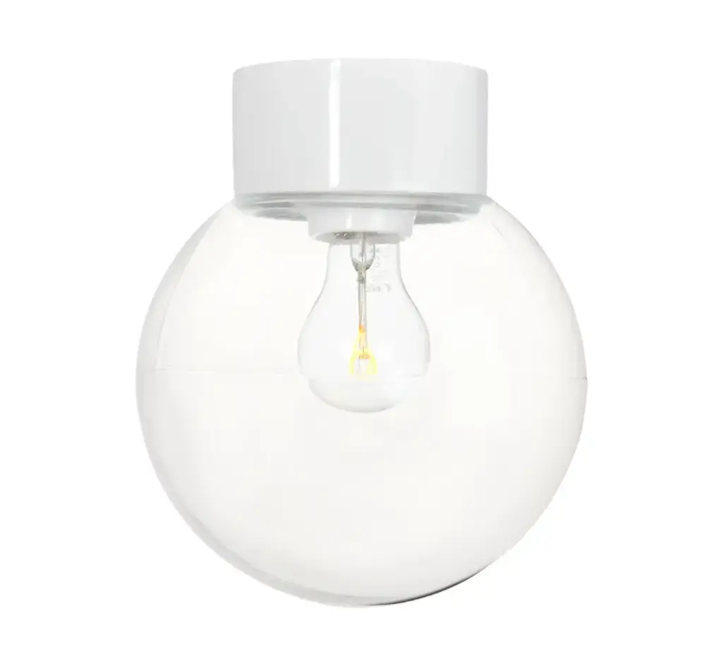 Classic Glob 200 kirkas lasi, valkoinen suora IP54  E27