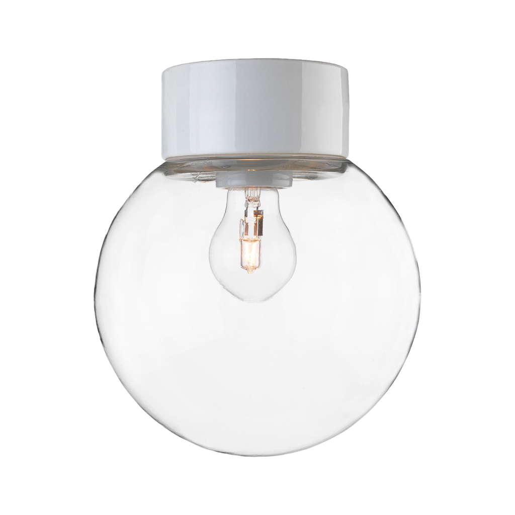 Classic Glob 200 kirkas lasi, valkoinen suora IP54  E27