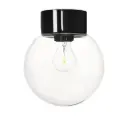 Classic Glob 200 kirkas lasi, musta suora IP54 E27