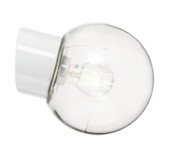 Classic Glob-kirkas lasi, Ø 180 mm valkoinen IP54 vino, kierre 84,5 mm E27 75W