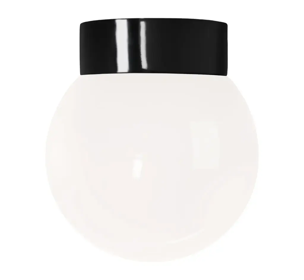 Classic Glob-kiiltävä opaalilasi Ø 200 mm musta IP44 suora, kierre 123,5 mm LED 10W 960lm 3000K