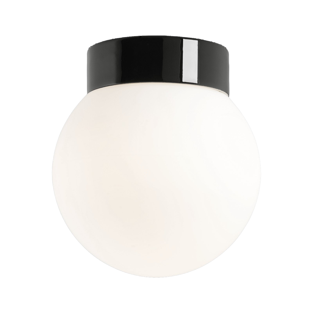 Classic Glob-kiiltävä opaalilasi Ø 200 mm musta IP44 suora, kierre 123,5 mm LED 10W 960lm 3000K