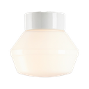 Classic Ifökupu valaisin. Valkoinen suora IP20 posliinikanta, E27 lampunpidike, 84,5 kierteellä, kiiltävä opaalilasi Ø 170mm, valaisimen korkeus 155mm