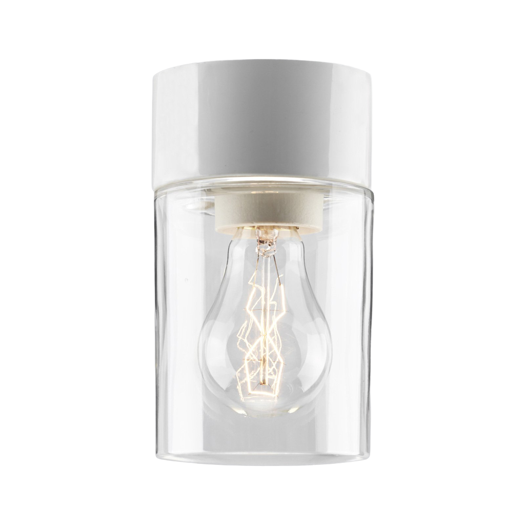 Opus 100 korkeus 175 mm kirkas lasi, valkoinen IP44 suora E27 75W