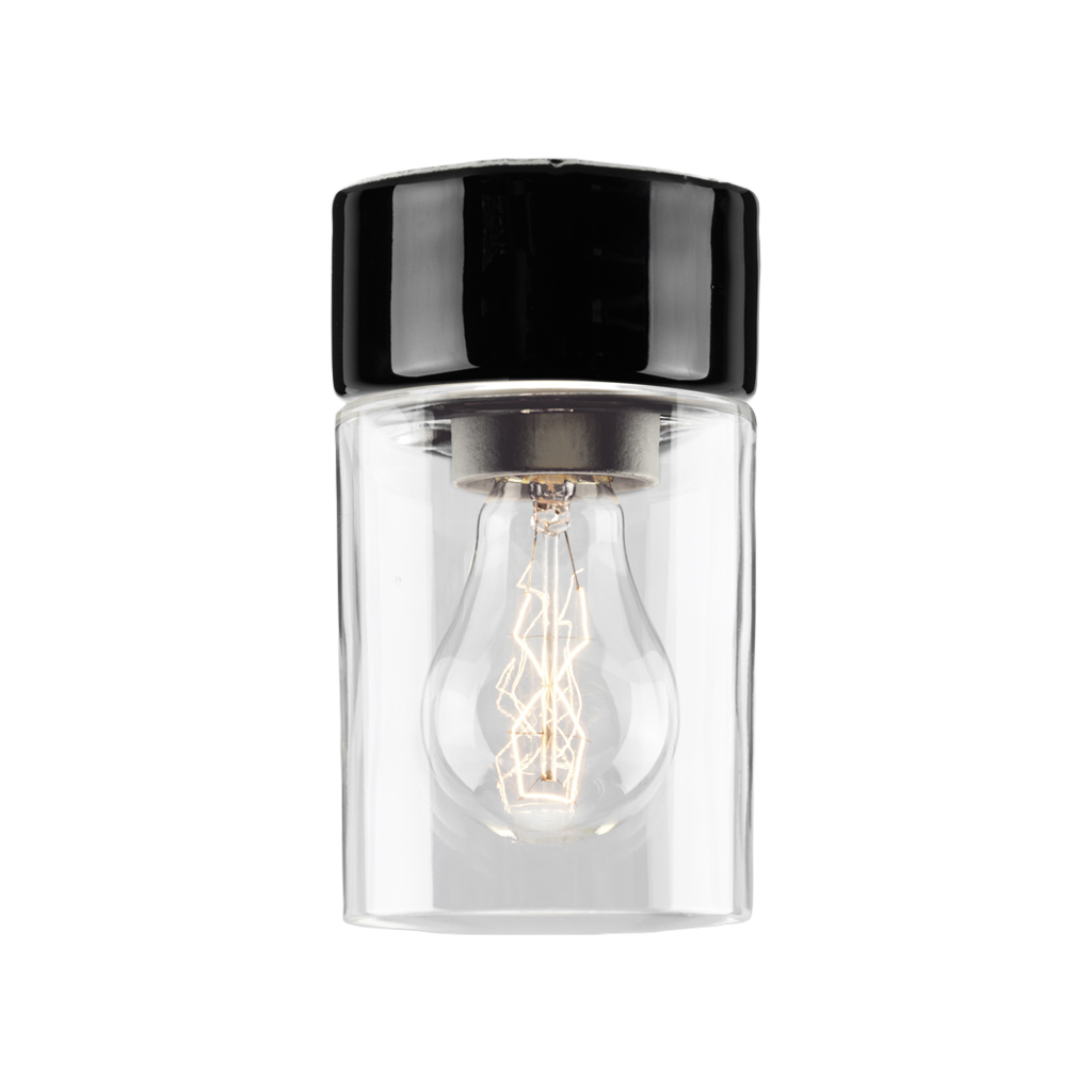 Posliinivalaisin Opus 100/175 IP44 E27 Musta Kirkas Lasi