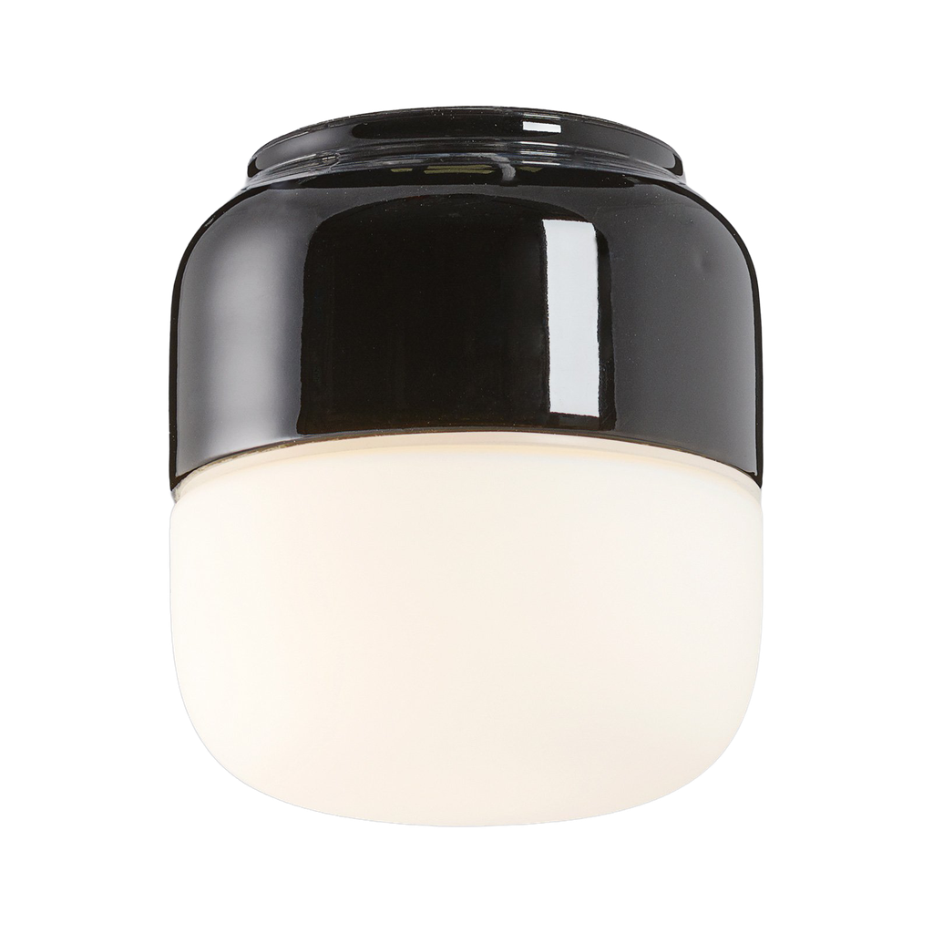 Ohm 100 korkeus 110 mm musta posliini, opaali lasikupu IP44 G9 20W