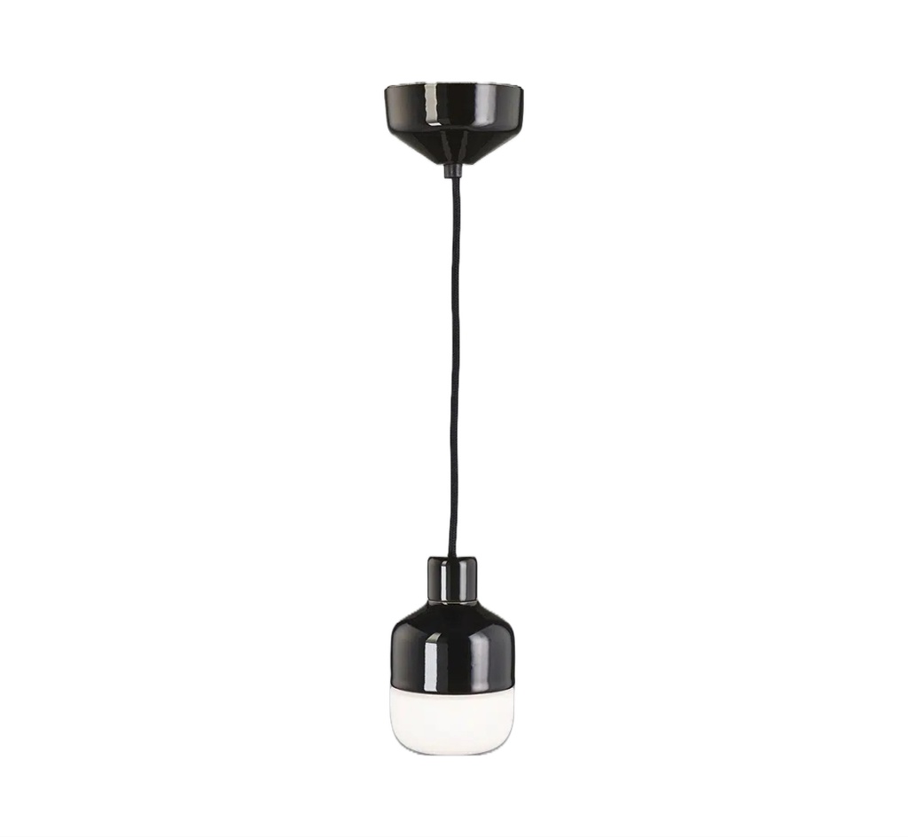 Ohm Pendel 100/155 mm valkoinen matta opaalilasi 2m musta kangasjohto IP44 G9 20W