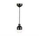 Ohm Pendel 100/155 mm valkoinen matta opaalilasi 2m musta kangasjohto IP44 G9 20W