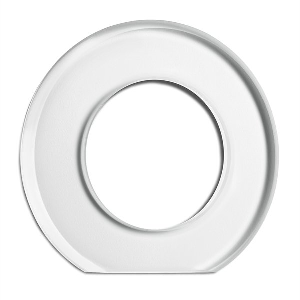 Alku-/ loppuosa pyöreä kehys. Lasinen.