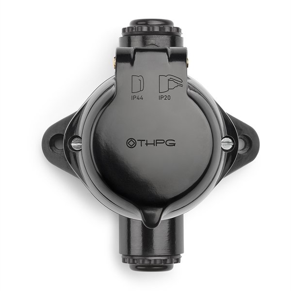 Pistorasia IP44 sarjakytkentämiseen, Bakeliitti ruskeanmusta