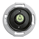 Impulssikytkin merkkivalolla, lampun symbooli. Musta bakeliitti.