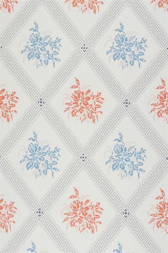 Tapetti Karoline vaaleansininen/ punainen