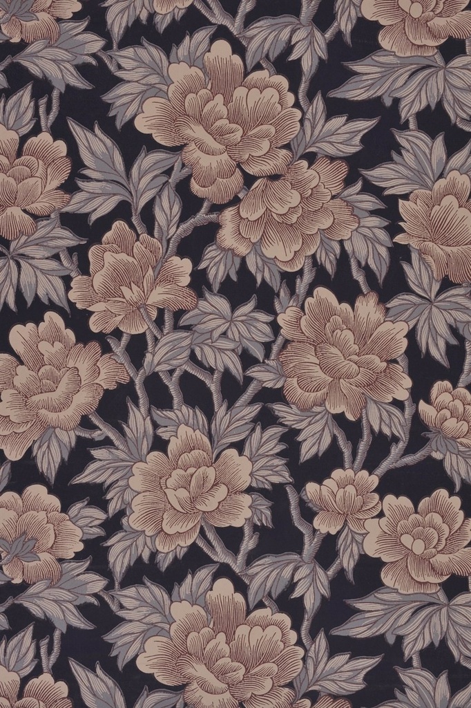 Tapetti Pionen, beige/ tummansininen