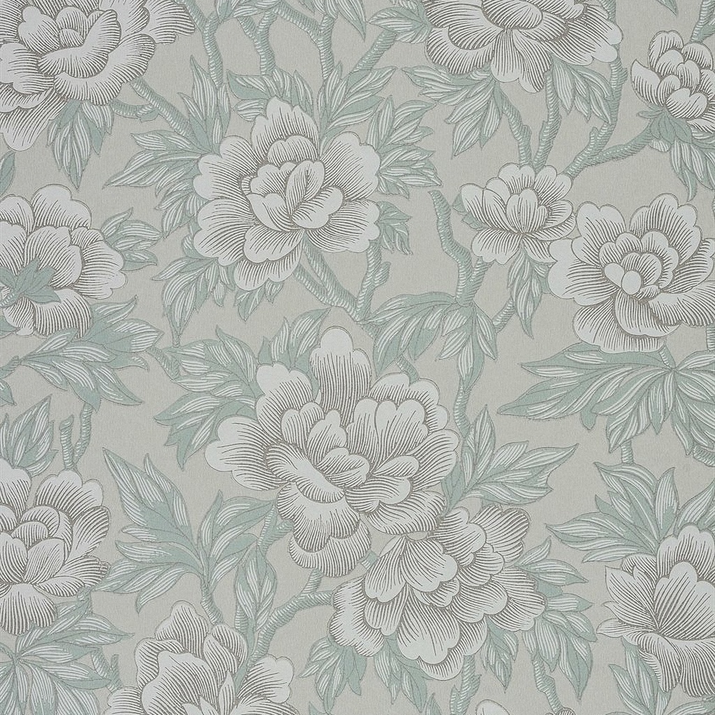 Tapetti Pionen, beige/ vaaleanvihreä