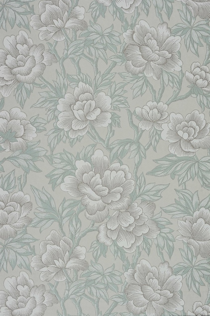 Tapetti Pionen, beige/ vaaleanvihreä