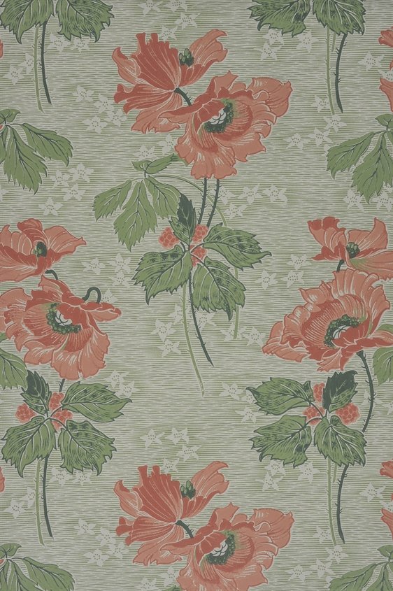 Tapetti Vallmo, vihreä/ punainen