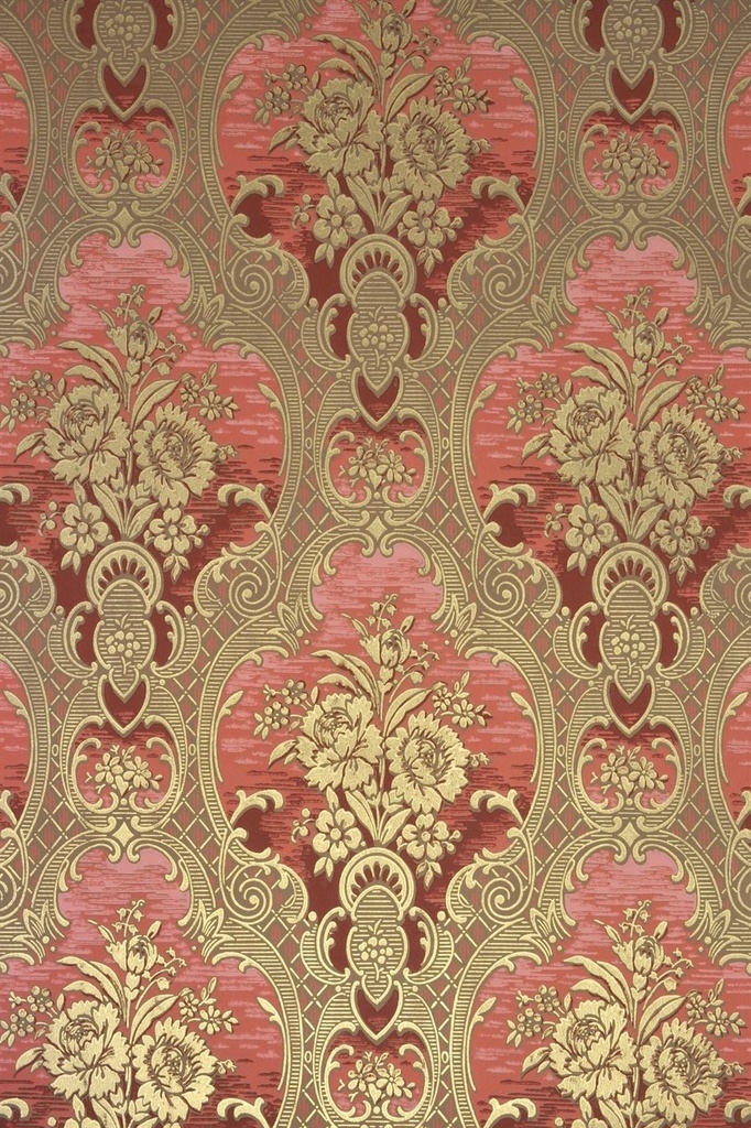 Tapetti Nilsagården, punainen/ kulta