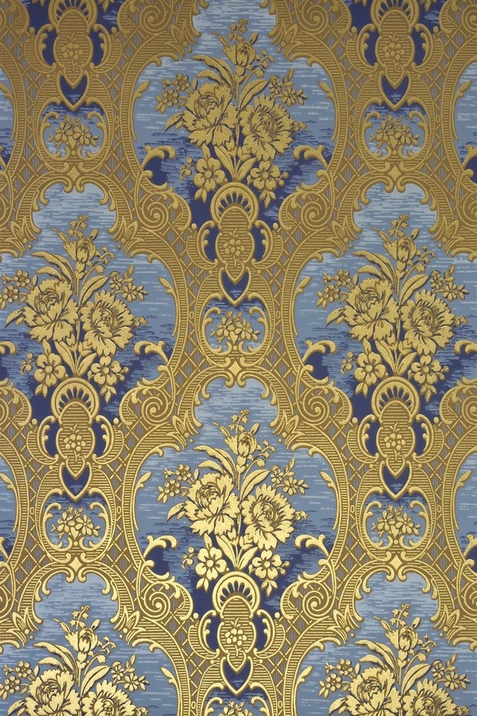 Tapetti Nilsagården, sininen/ kulta