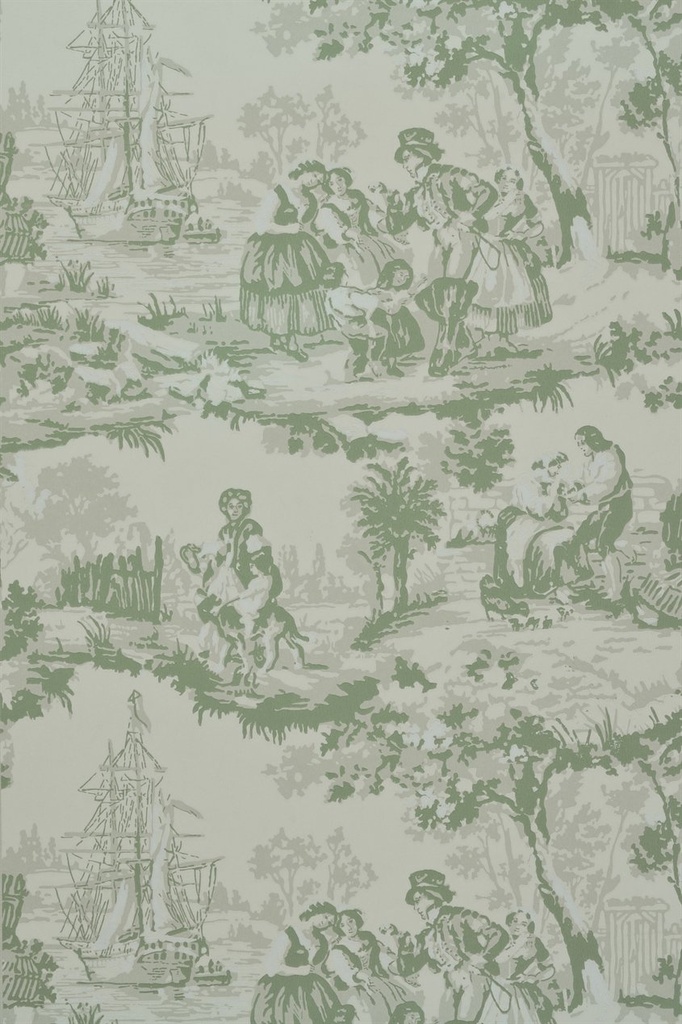 Tapetti Skeppsmotiv, vihreä