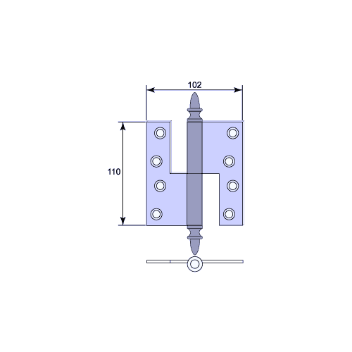 Sarana oviin vasen 43x110/170 mm, tammenterhonuppi teräs