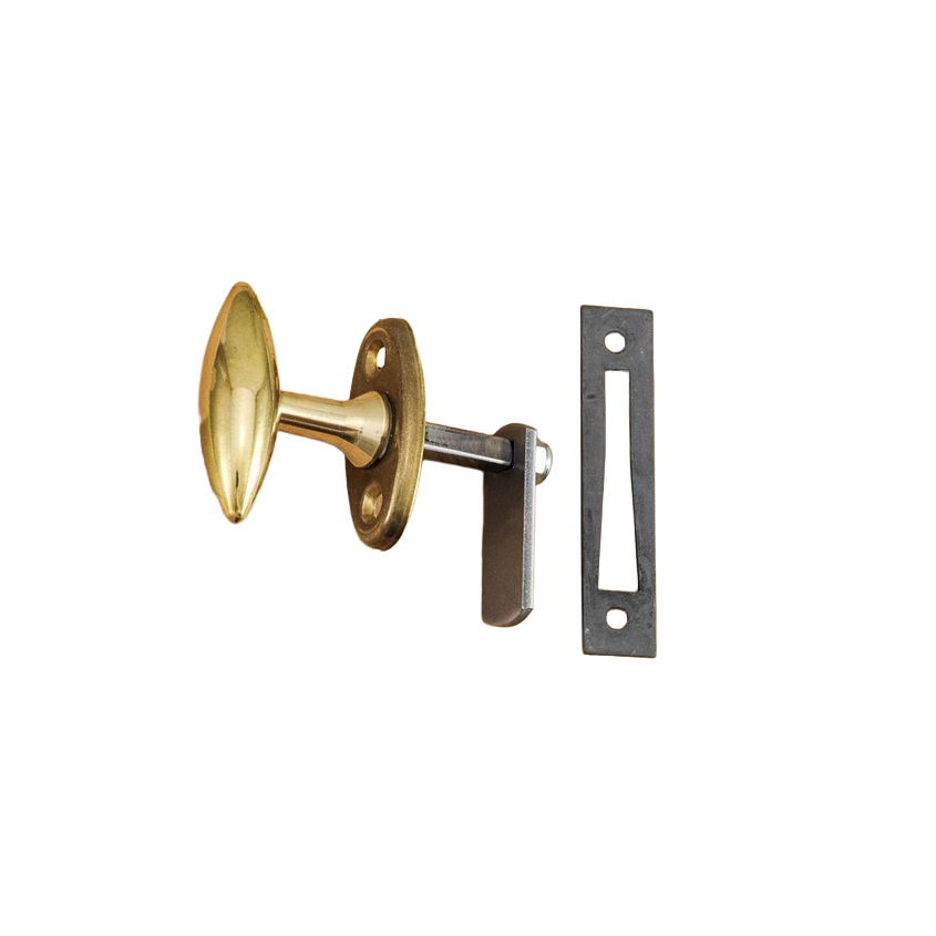 Kääntösuljin sulkijakielellä ja vastakappaleella, messinki.