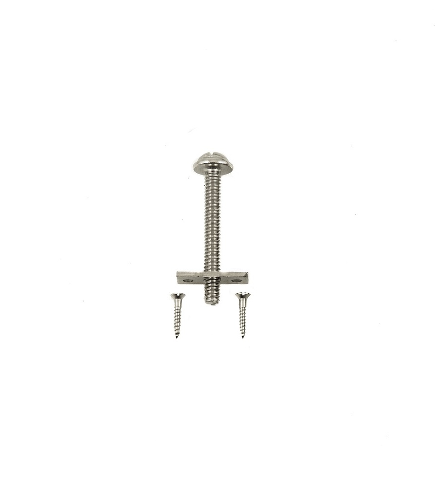 Sisäikkunanruuvi niklattu messinki pituus 56 mm Vastakappale ja ruuvit mukana