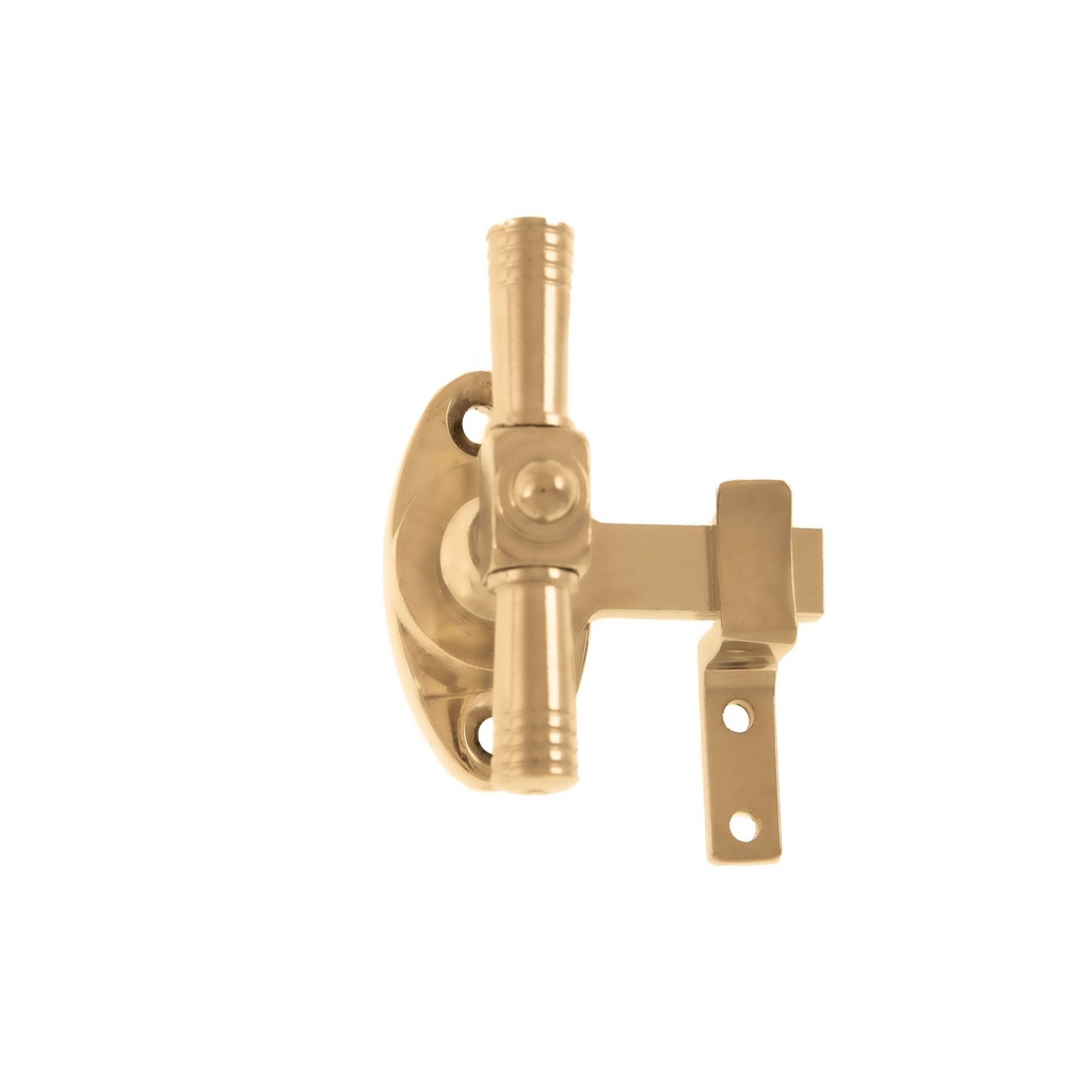 Ikkunan- ja komeron sulkija, messinki. Sisältää vastakappaleen ja ruuvit.