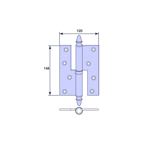 Nostosarana painaville oville kuulalaakerilla 148mm, vasenkätinen. Tammenterhonuppi, käsittelemätön teräs.