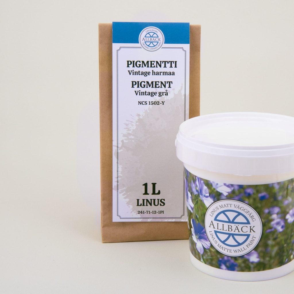 Täysmatta seinä- ja kattomaali, Linus 1L. Vintage harmaa.