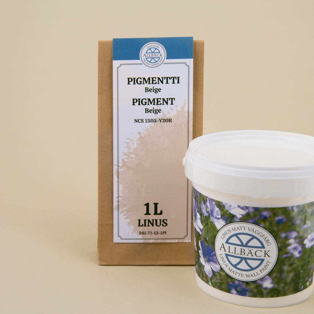 Täysmatta pellavaöljyemulsiomaali Linus 1L, Beige