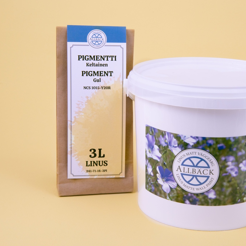 Täysmatta pellavaöljyemulsiomaali Linus 3 l, Keltainen