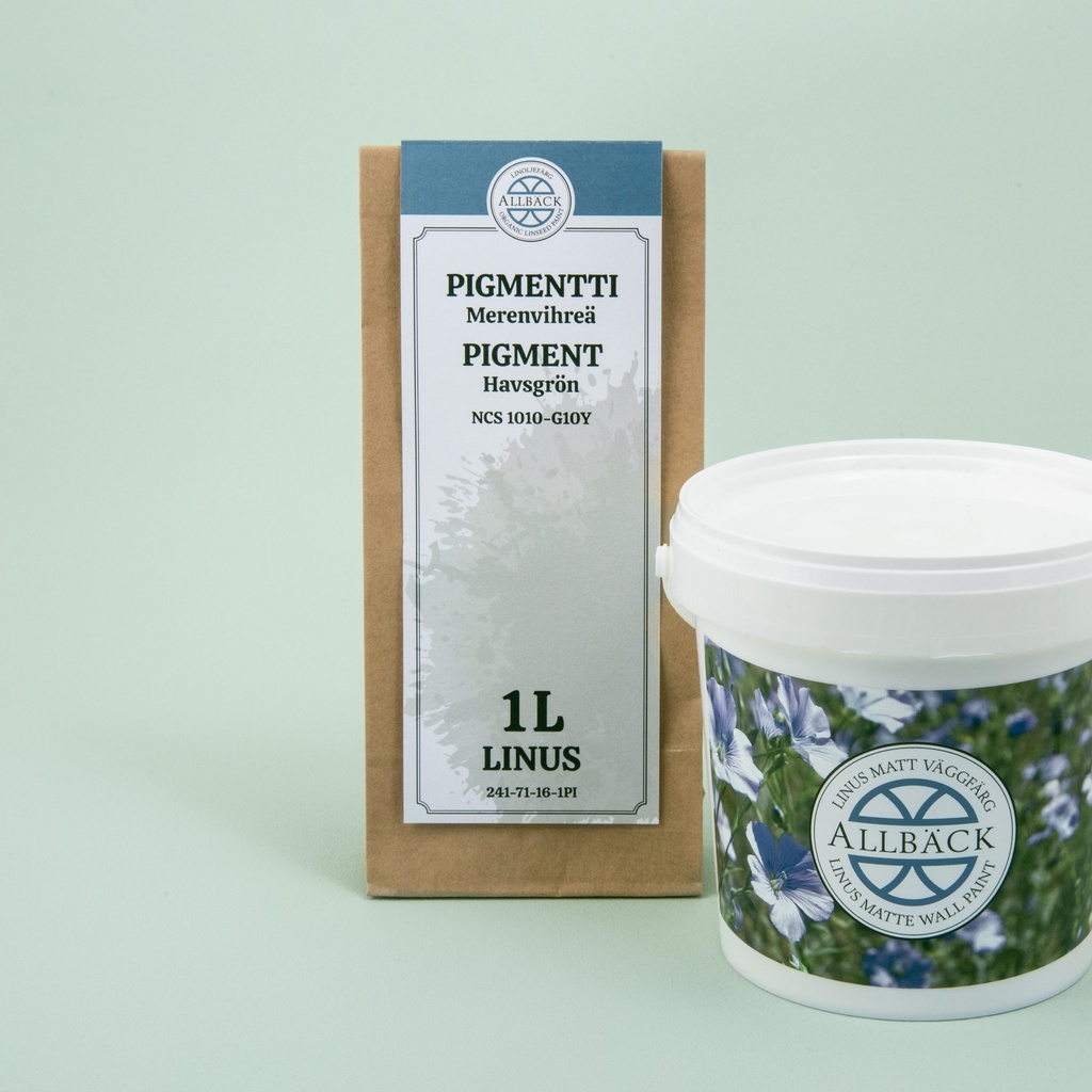 Täysmatta pellavaöljyemulsiomaali Linus 1 l, Merenvihreä